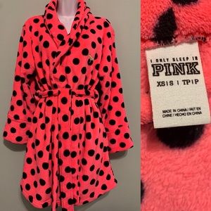 Victoria's Secret PINK Plush Robe Polka Dot